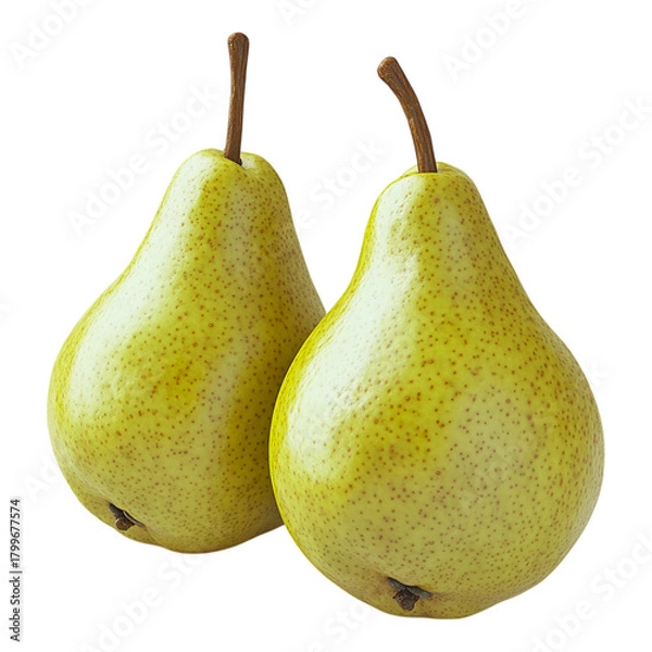 Fototapeta Two ripe, juicy pears, perfect for a healthy snack or delicious dessert. The pears are fresh and ready to eat, with a natural, organic appearance