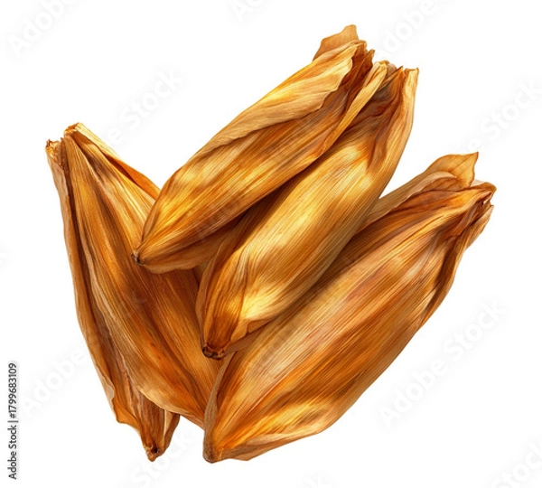 Fototapeta A pile of corn on a white background