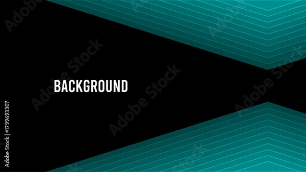 Fototapeta Black abstract background with turquoise overlay triangular pattern, symmetrical frame