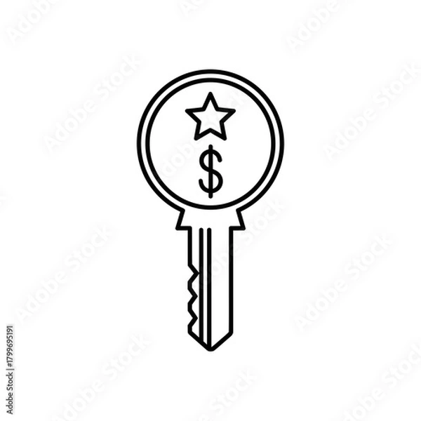 Obraz Key Icon with Star and Dollar Symbol Representing Premium Access and Financial Value