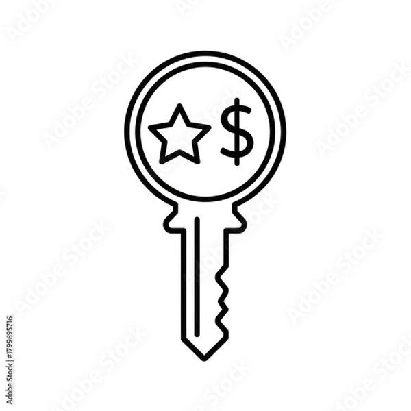Obraz Key Icon with Star and Dollar Symbol Representing Premium Access and Financial Value