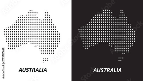 Fototapeta Australia Dotted Map, Halftone Style Modern Digital Outline of Australian Continent Vector EPS