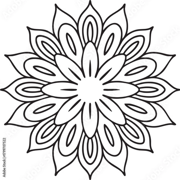 Obraz Black and white mandala flower symmetrical design outline