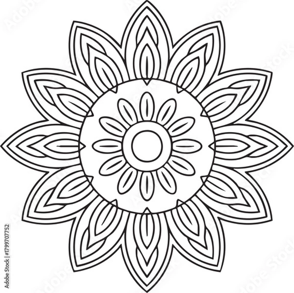 Obraz Black and white ornamental mandala flower design vector