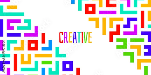 Fototapeta Colorful Geometric Shapes Forming Frame Around 'Creative' Text