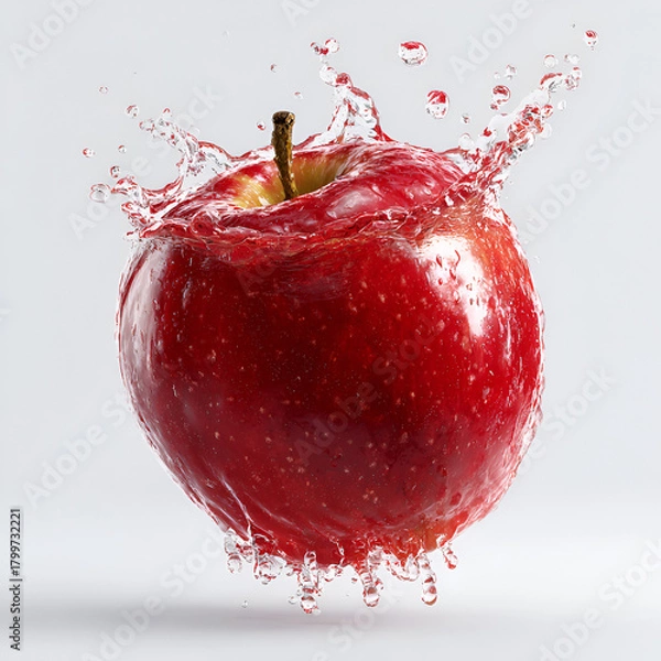 Obraz red apple splash on white background
