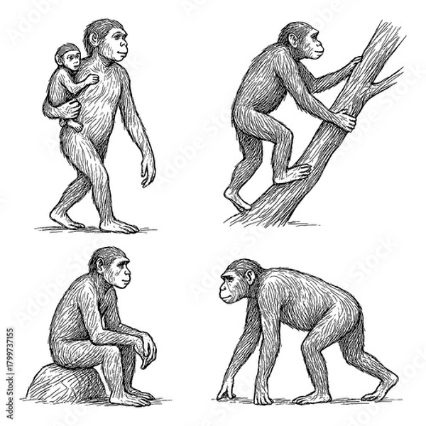 Obraz Australopithecus Afarensis Early Hominin Evolution Sketch