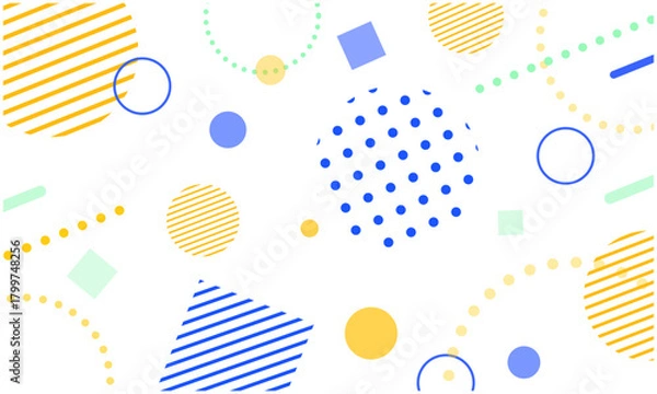 Obraz ポップでかわいいメンフィス背景 ( ビビット 黄色 青 )