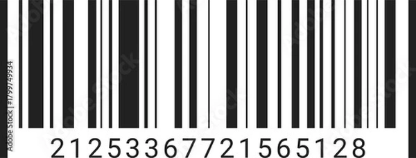 Obraz Barcode Label with 14-Digit Number Isolated on White Background