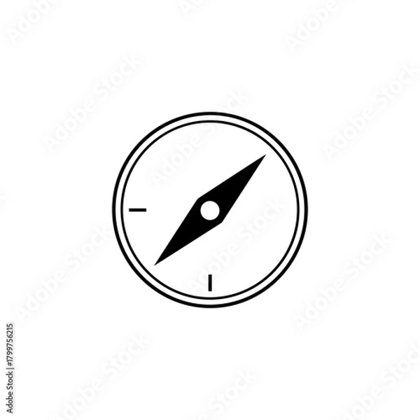 Obraz Simple line drawing of a compass isolated on, perfect for navigation and adventure themes