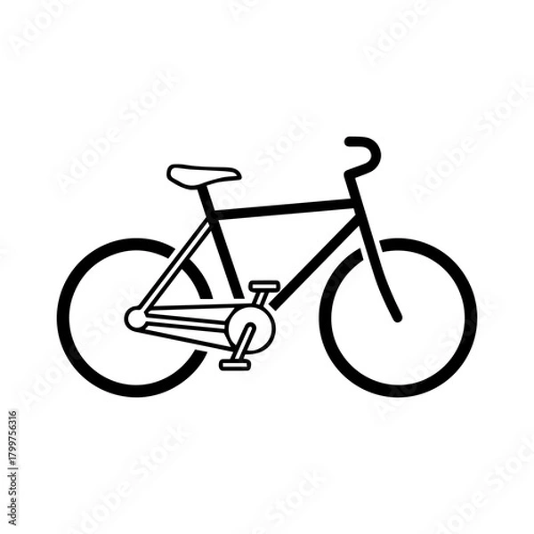 Fototapeta Simple line drawing of a bicycle isolated on, perfect for minimalist designs and icons