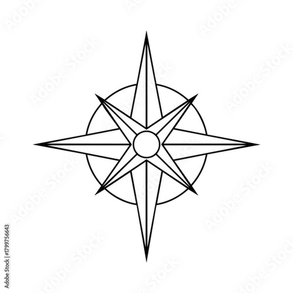 Obraz Compass rose illustration, a navigational instrument showing cardinal directions isolated on