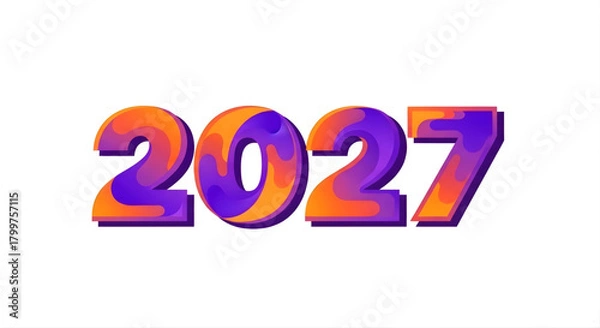 Fototapeta 2027 New Year Gradient Text Effect, Happy Holiday