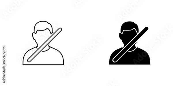 Obraz Icon of a person with a line through them, representing the concept of no people isolated on