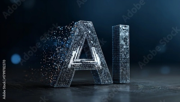 Obraz Futuristic ai concept with glowing digital network showcasing artificial intelligence and machine learning in a modern technology setting