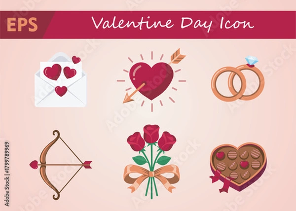 Fototapeta Valentine day graphic vector icon set