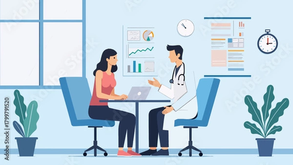 Fototapeta Doctor Consulting Patient Vector Illustration