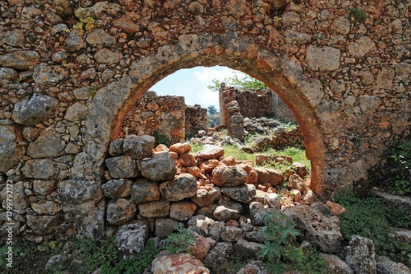 Fototapeta Le village abandonné d'Aradaina près d'Anopoli dans les Sfakia en Crète