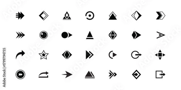 Fototapeta Geometric vector icon and symbol collection, Black navigation icons set