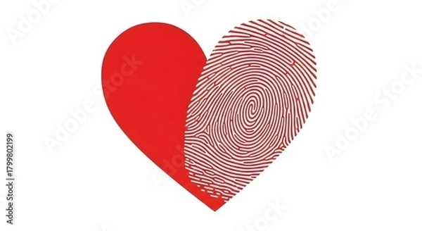 Fototapeta Heart with Fingerprint - Love Identity Vector