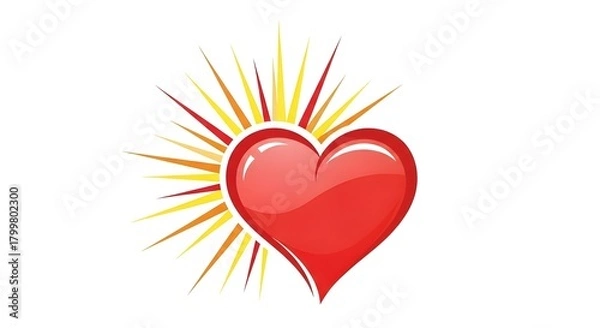 Fototapeta Radiant Heart Icon with Sunburst