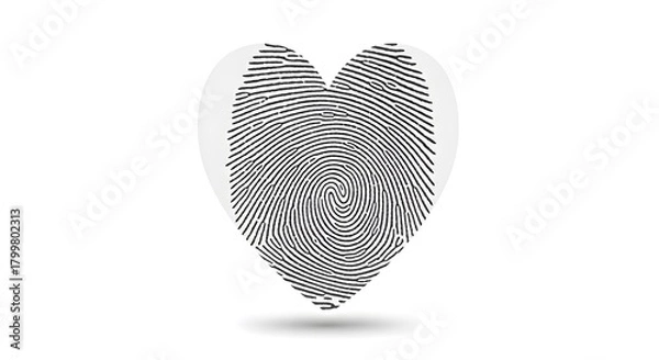 Fototapeta Heart Shaped Fingerprint on White Background