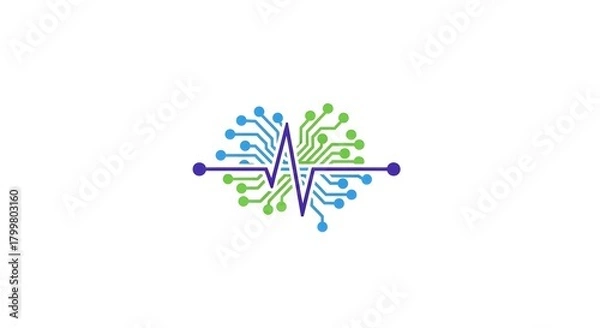 Fototapeta Brain Circuit Pulse Logo Design