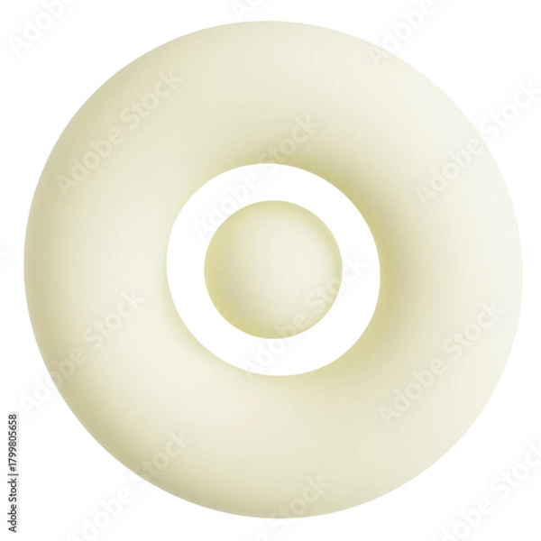 Obraz Creamy White 3D Torus Shape Abstract Geometric Object Minimal Design
