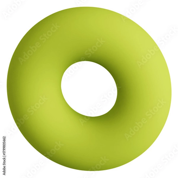 Obraz Vibrant Lime Green Torus Shape Isolated on Black Background 3D Render
