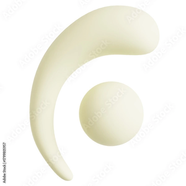 Obraz Cream organic abstract shape element 3D render soft fluid sphere graphic design