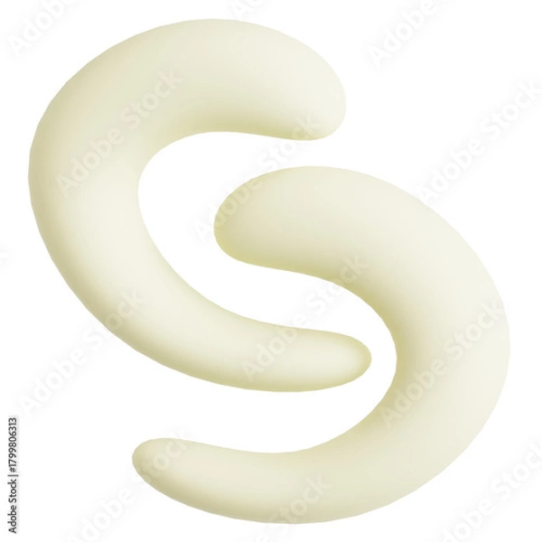 Fototapeta Creamy 3D Abstract Volumetric Soft Shape Loop Design Element