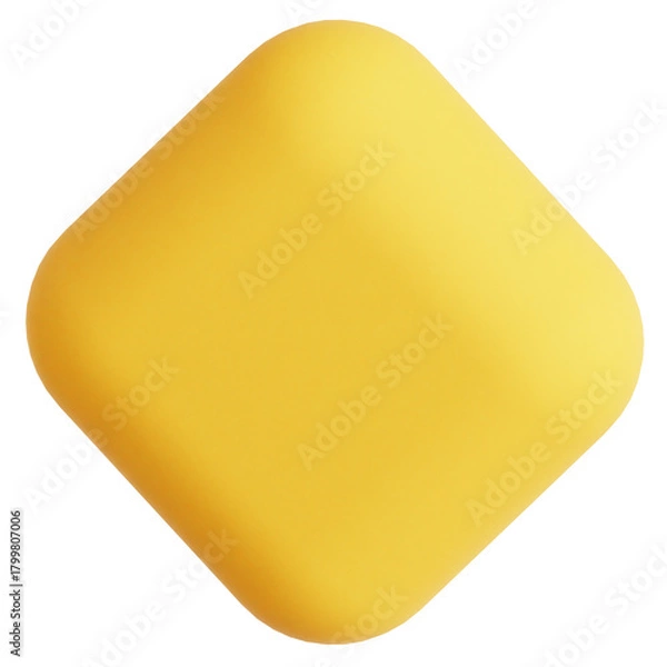 Obraz 3D Yellow Rhombus Shape Isolated Render Shiny Diamond Icon Element