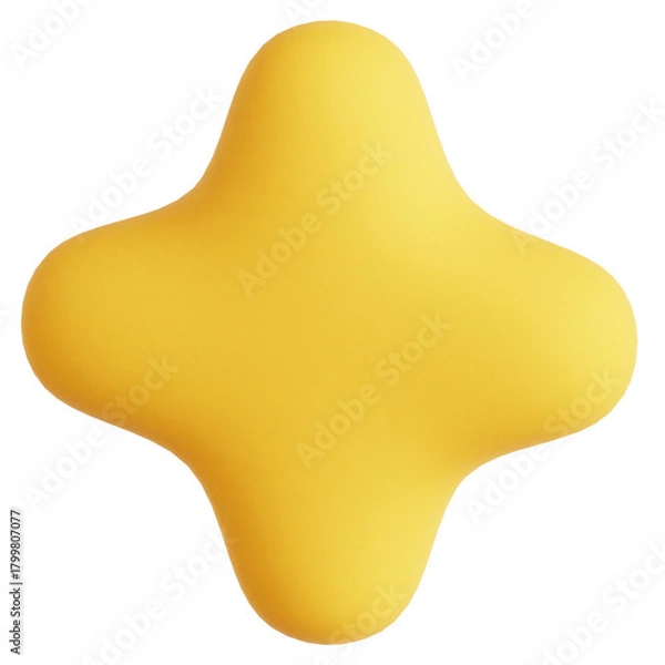 Obraz Modern Yellow Four Pointed Abstract Shape Isolated 3D Icon