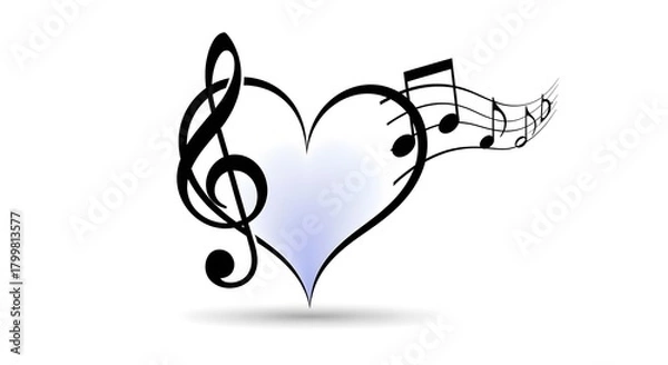 Obraz Heart of Music Treble Clef and Musical Notes