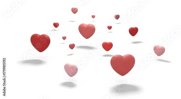 Obraz Floating Hearts on White Background