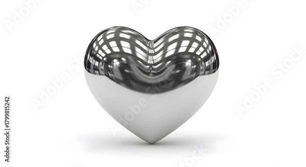 Obraz Metallic Heart Symbol on White Background