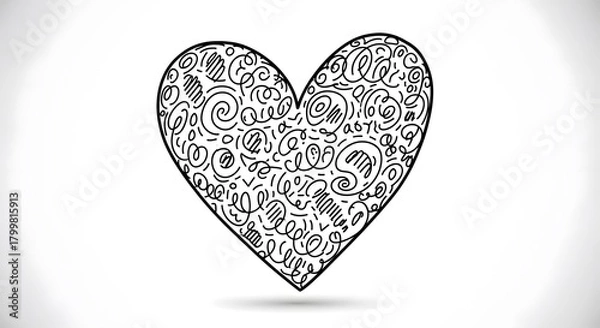 Obraz Doodle Heart Illustration Isolated on White