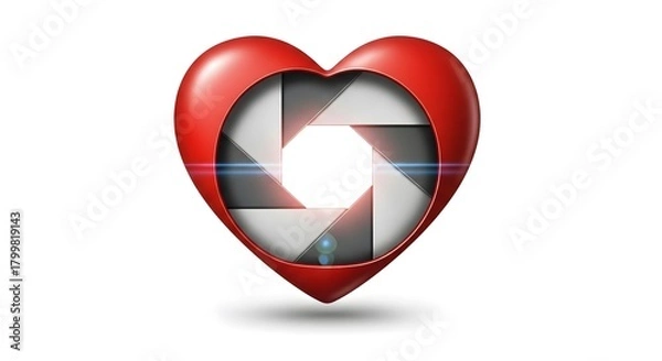 Obraz Heart with Camera Aperture Symbol