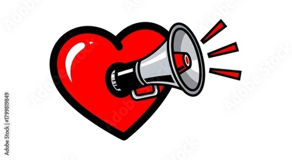 Obraz Heart Shape with Megaphone Graphic Illustration