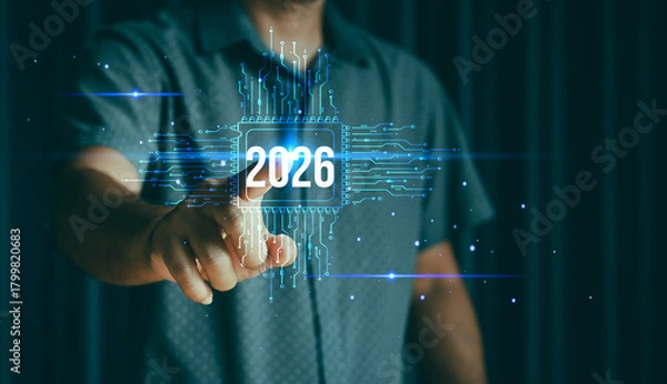 Obraz Pointing at 2026 — New Beginning and Future Direction Concept