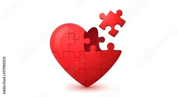 Obraz Red Heart Puzzle with Missing Piece