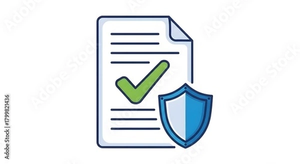 Obraz Document Checked Security Shield Illustration