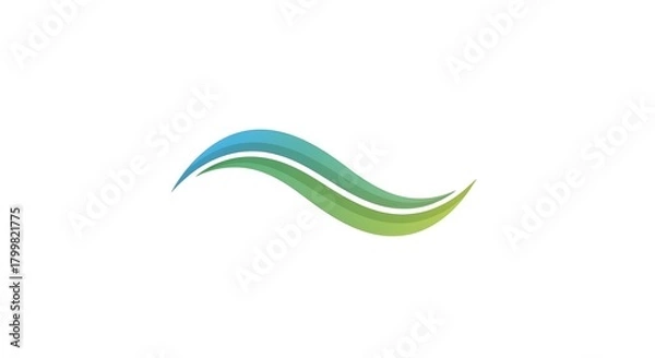 Obraz Abstract Blue-Green Wave Isolated on White