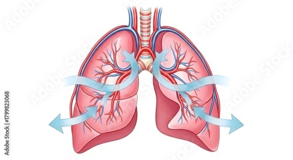 Obraz Human Lungs Illustration with Airflow