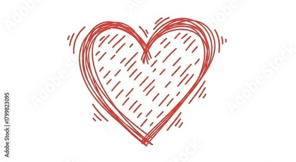 Obraz Hand-Drawn Red Heart Doodle Isolated on White