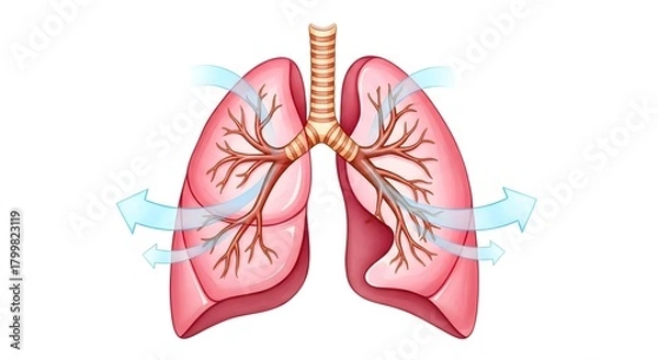 Obraz Human Lungs Diagram with Airflow Illustration