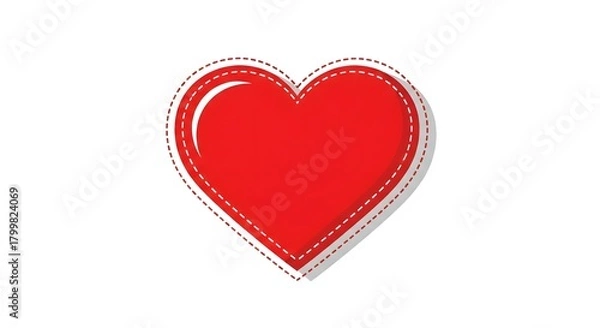 Obraz Red Heart Shape with Stitched Border