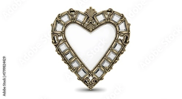 Obraz Heart Shaped Mirror With Decorative Gold Frame