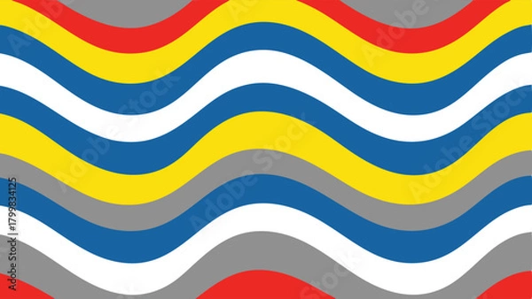 Obraz Wavy Stripes Pattern in Red Yellow Blue and Grey vector illustration