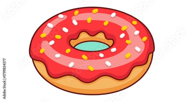 Fototapeta Delicious Pink Frosted Donut with Colorful Sprinkles.